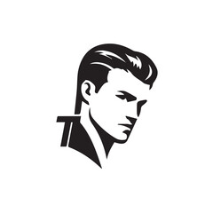 Black Vector Illustration of a Handsome Man in Clean Minimal Line Art Style on White Background