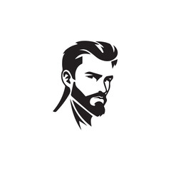 Black Vector Illustration of a Handsome Man in Clean Minimal Line Art Style on White Background