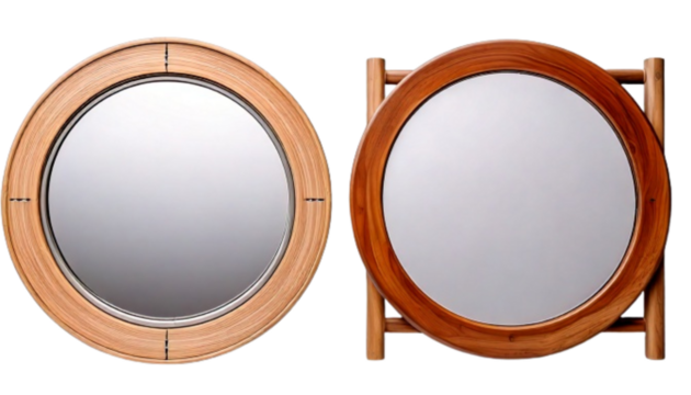 Home Décor Duo – Round and Rectangular Mirrors, isolated on transparent background (2)