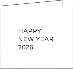 Minimalist happy new year 2026 greeting card on white desk