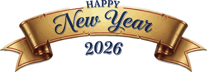 Happy new year 2026 banner illustration on white background