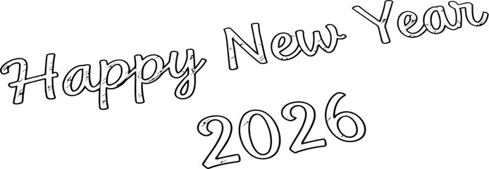 Happy new year 2026 written on a notebook on wooden table