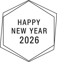 Geometric happy new year 2026 greeting card design vector