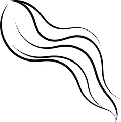 Flowing hair abstract line art transparent background