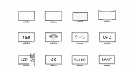 Various television set icons for user interface