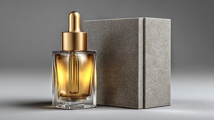 Premium cosmetic serum dropper bottle and packaging box mock-up