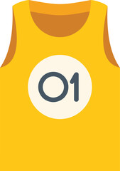 Yellow sports jersey with number one representing winner, isolated on white background