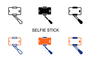 Selfie Stick  Icon Multi Style Vector Illustration