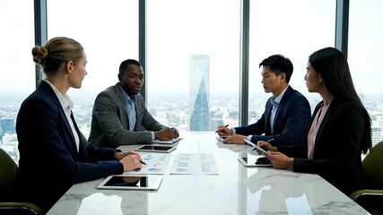 Business Meeting with Diverse Team in Modern Office Video - Powered by Adobe