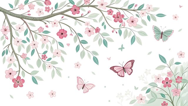 Gentle Butterflies Flitting Among Floral Branches
A Sweet Watercolor Illustration Design
Soft Wings Flitting Among Blooming Branches