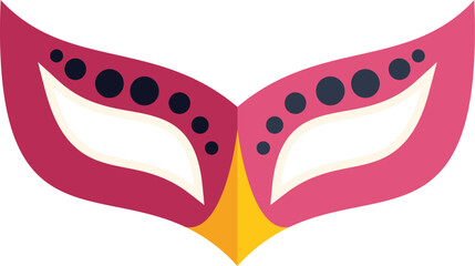 Pink carnival mask with dots and a yellow nose bridge celebrating mardi gras