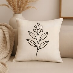 Aesthetic Couch Pillow Mockup in Soft Cool Colors – High-Quality Square Cushion for Interior, Branding, and Fabric Designers