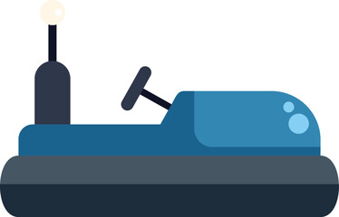 Blue bumper car standing still, waiting for the ride to start at the amusement park