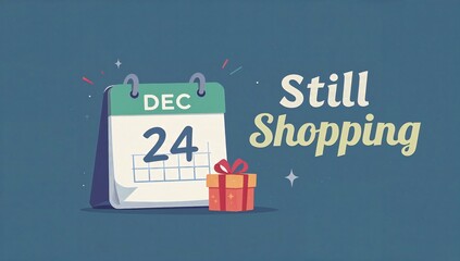 Illustration of a calendar page showing December 24 with a gift box, suggesting last-minute shopping before Christmas.