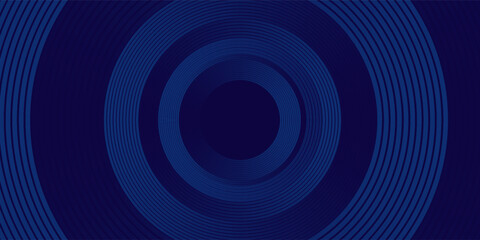 Abstract blue glowing geometric lines on dark blue background. Modern shiny blue circle lines pattern. Futuristic technology concept. Suit for cover, poster, banner, brochure, header, website