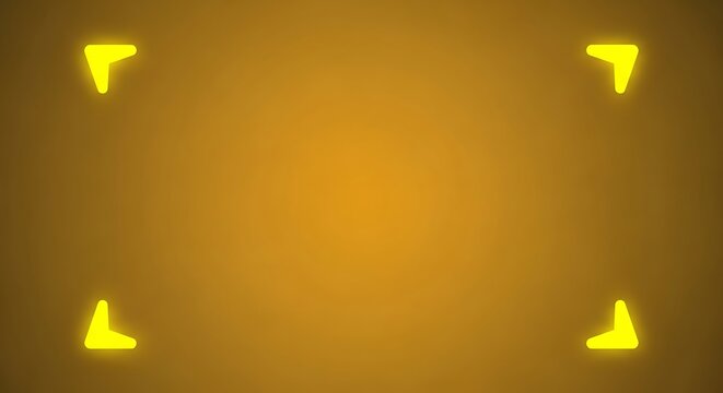 Futuristic digital display background featuring glowing neon yellow corner markers creating a focal frame on a warm amber gradient