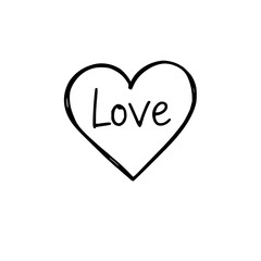 Obraz premium Single Black Outline Heart Icon with Internal 'LOV