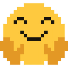 Pixelated Yellow Face Emoji With Open Arms Ready For Hugs In A Simple Design Isolated On Transparent Background