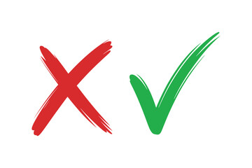 Checkmark cross symbols. Checkbox false wrong icons set. Vote checkmark, cross icons, symbols set.