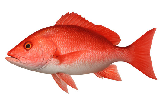 Red snapper fish swimming, showing fresh seafood and marine life, isolated with transparent background