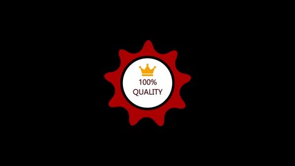 100 percent quality Badge symbol. Motion graphics.