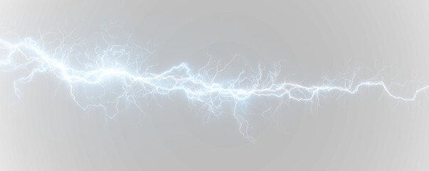 A powerful blue lightning bolt flashes across a transparent PNG background, creating a vivid electric arc. Its glowing branches pulse with storm intensity. 
