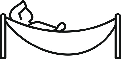 Stick figure relaxing in hammock, enjoying summer vacation and rest