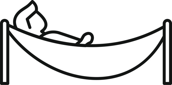 Stick figure relaxing in hammock, enjoying summer vacation and rest