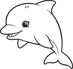 Obraz premium Dolphin Silhouette Vector – Jumping Marine Animal Illustration