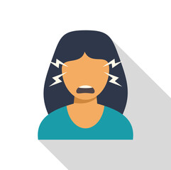 Woman feeling a strong headache with lightnings near her eyes, migraine attack or tension problem