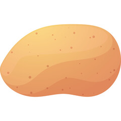 Single Baked Potato Isolated on Transparent Background with Subtle Speckles and Smooth Texture
