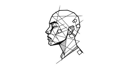 Geometric profile illustration showcasing a modern artistic conceptualization of a human head