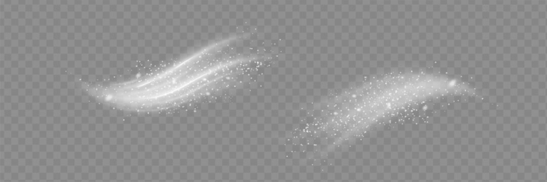 Air, wind effect isolated on transparent background. Airflow overlay fresh air for cleaning, cooling or changing the air. Wind Wave Effect. 3D vector illustration