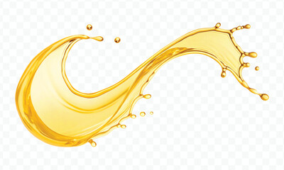 realistic fresh liquid honey or oil splash in curve style isolated on transparent background