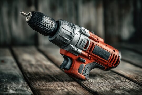 Crafting dreams with a powerful cordless drill in a workshop setting surrounded by rustic wooden surfaces