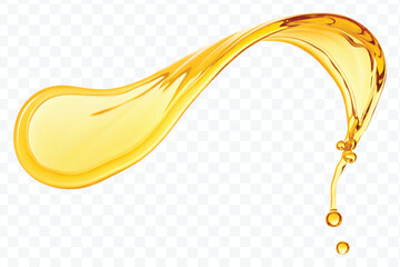 realistic fresh liquid honey or oil splash in curve style isolated on transparent background