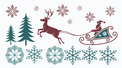 Nordic Christmas Vector Motifs Elements Pack Isolated on White Background – Scandinavian Holiday Folk Art Symbols and Winter Decorative Design Set