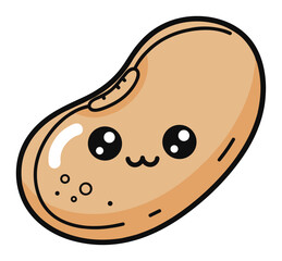 Fototapeta premium Charming kawaii style bean character, a sweet little legume vector illustration