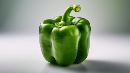 A fresh green bell pepper with sharp color on pure white background