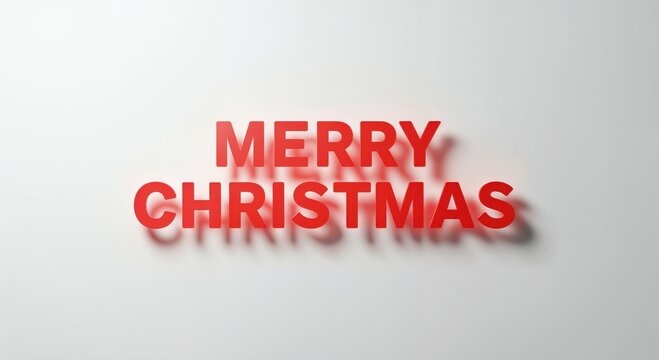 Holiday Greetings: Merry Christmas - A festive red message casts a gentle shadow against a serene backdrop, evoking the warmth and cheer of the holiday season.