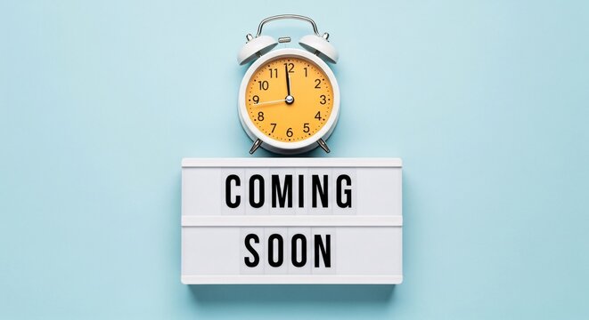 Coming soon announcement with clock countdown timer and lightbox message sign