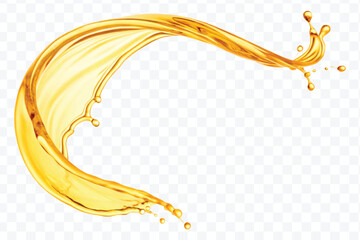 realistic fresh liquid honey or oil splash in curve style isolated on transparent background