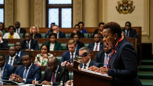 Dynamic parliamentary debate captured in three frames at high resolution