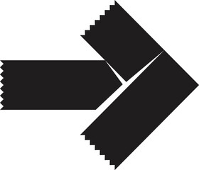 Three pieces of black adhesive tape forming a right arrow sign on a white background