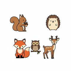 Fototapeta premium Charming set of adorable woodland creatures for children's design