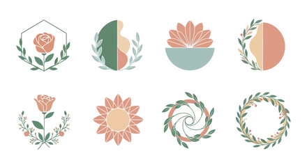 Aesthetic botanical illustrations showcase diverse floral elements in muted tones creating a sense