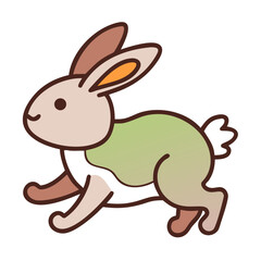 Cartoon rabbit running isolated on in pastel colors