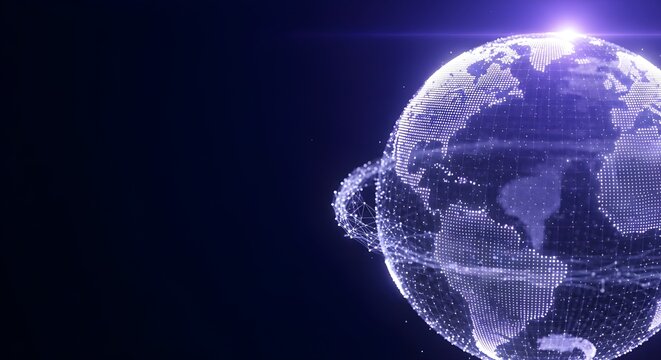 Abstract digital globe with glowing light on a dark background