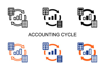 Accounting Cycle Icon Multi Style Vector Illustration