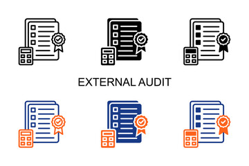External Audit Icon Multi Style Vector Illustration